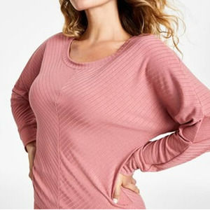 Style Not Size Long Sleeve chevron ribbed top, withered rose, small